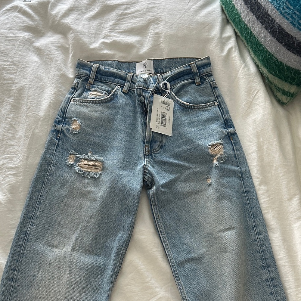 Anine Bing Gavin Blue Straight Leg Jeans
